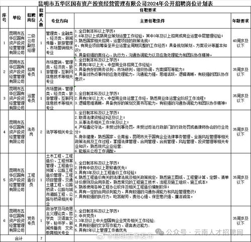 昆明市五華區國有資產投資經營管理2024年公開招聘公告